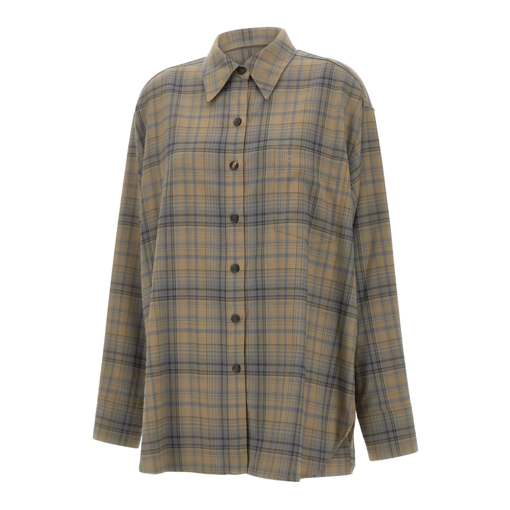 LOW Classic Geruit Patroon Oversized Shirt Beige Dames