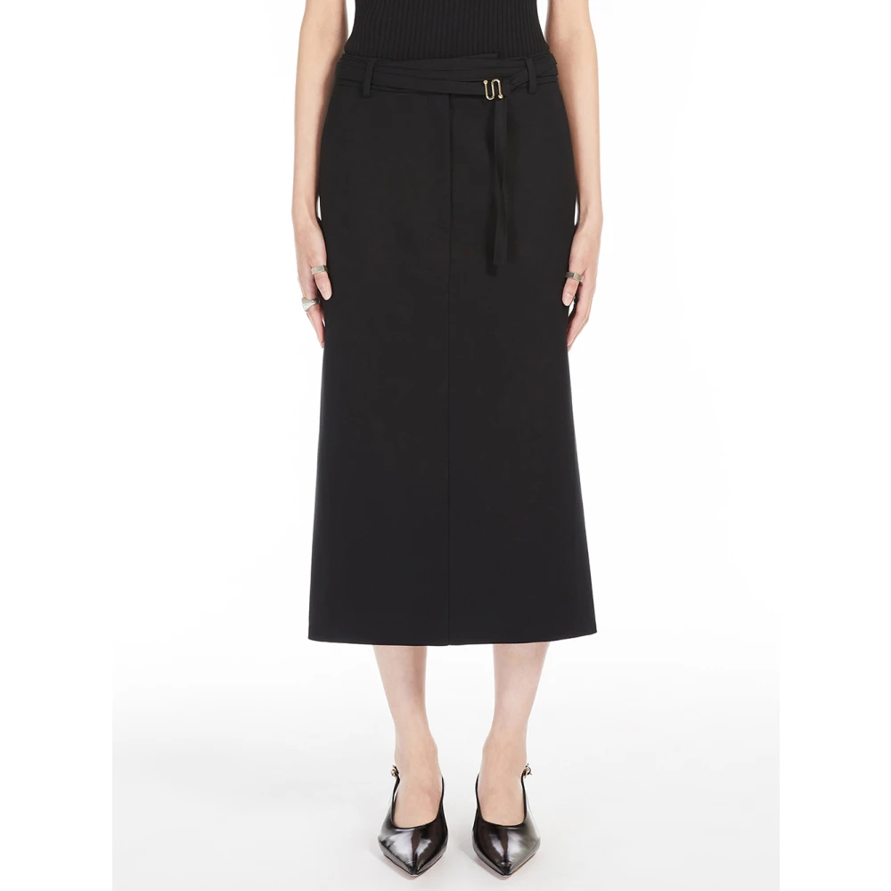 SPORTMAX Zwarte Rok met Dubbele Wikkelriem Black Dames