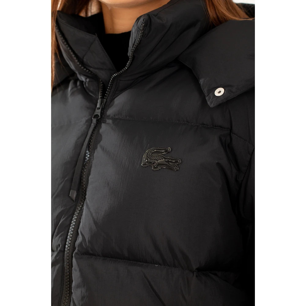 Lacoste Warme Hooded Donsjas in Zwart Black Dames