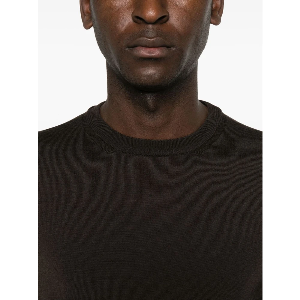 Zanone Bruine Gebreide Crew Neck Sweater Brown Heren