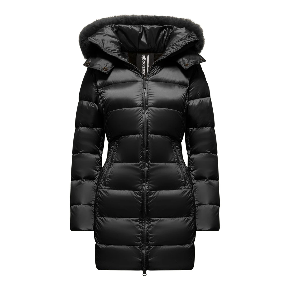 BomBoogie Lichte Nylon Donsjas met Bontkraag Black Dames