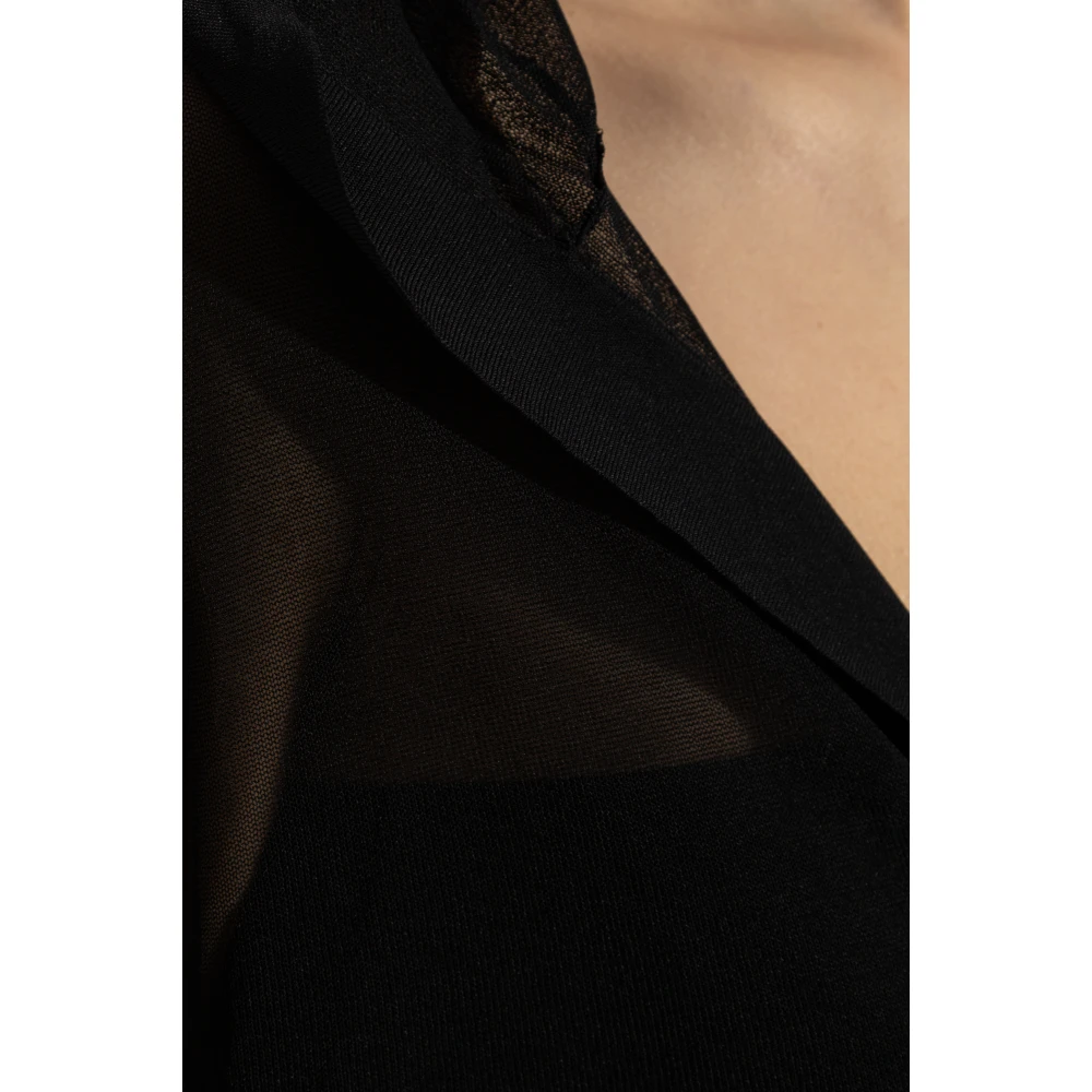 Alaïa Transparant Bodysuit met Capuchon Black Dames