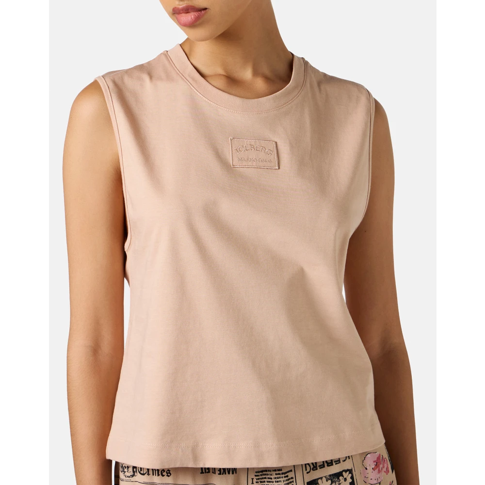 Iceberg Blush vast jersey top cropped pasvorm Pink Dames