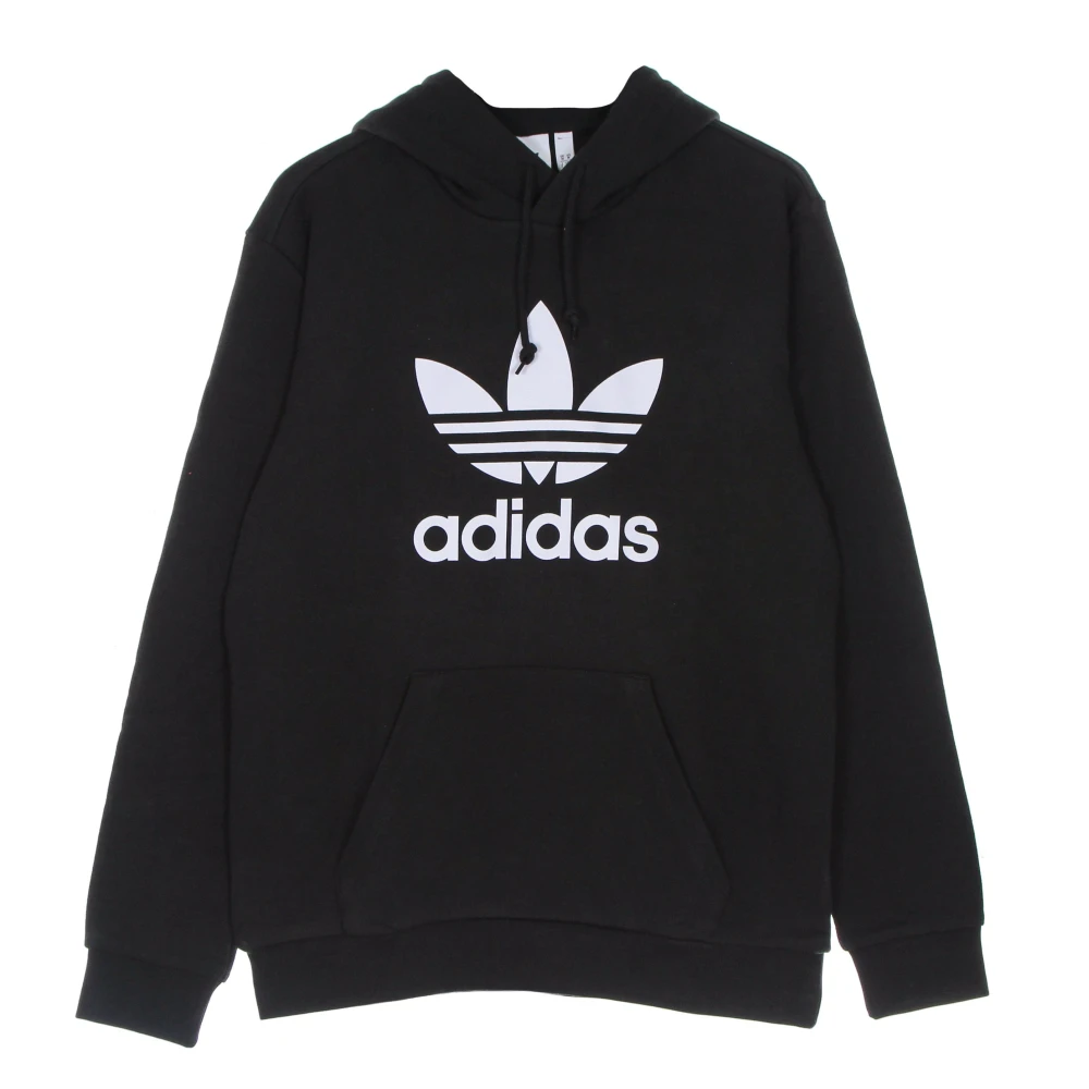 Adidas Men's Black Classic Trefoil Lightweight Hoodie - Long Sleeve Training Tops - Xl - Sport