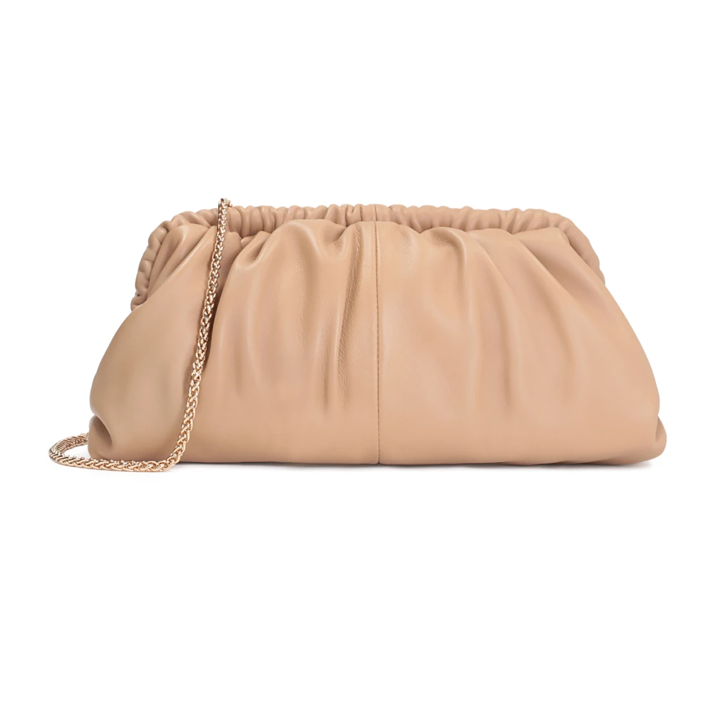 Kazar Effectieve leren tas met metalen frame Beige Dames