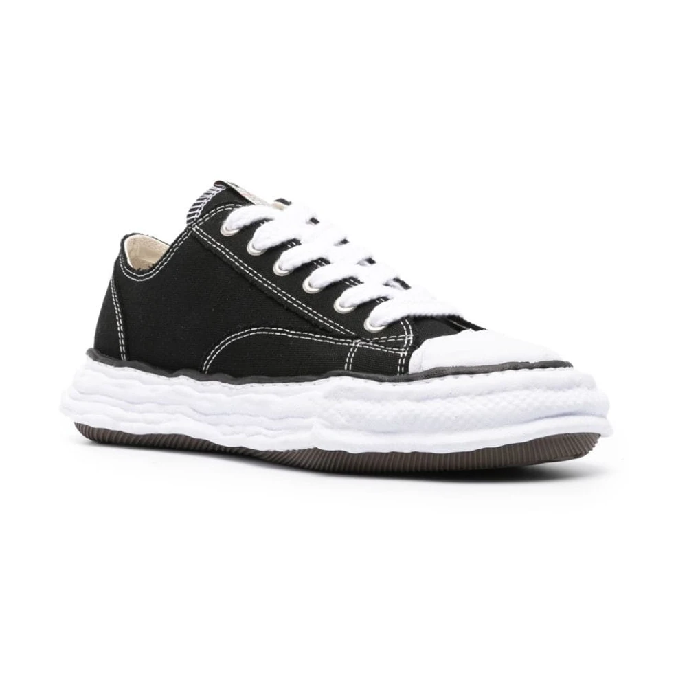 Maison Margiela Zwarte Canvas Panel Sneakers Black Heren