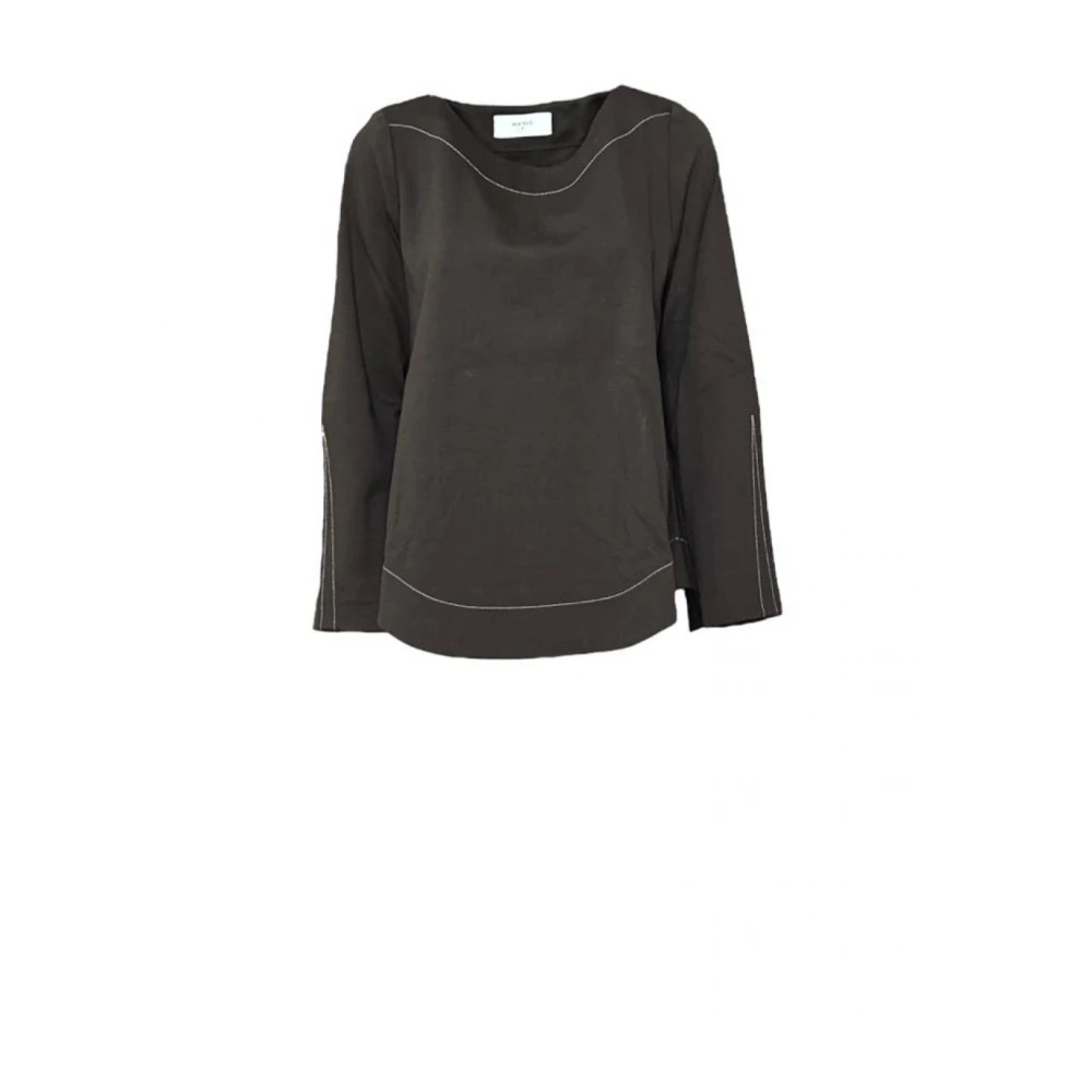 Beatrice .b Asymmetrische Milano Gebreide Top met Ronde Hals Brown Dames