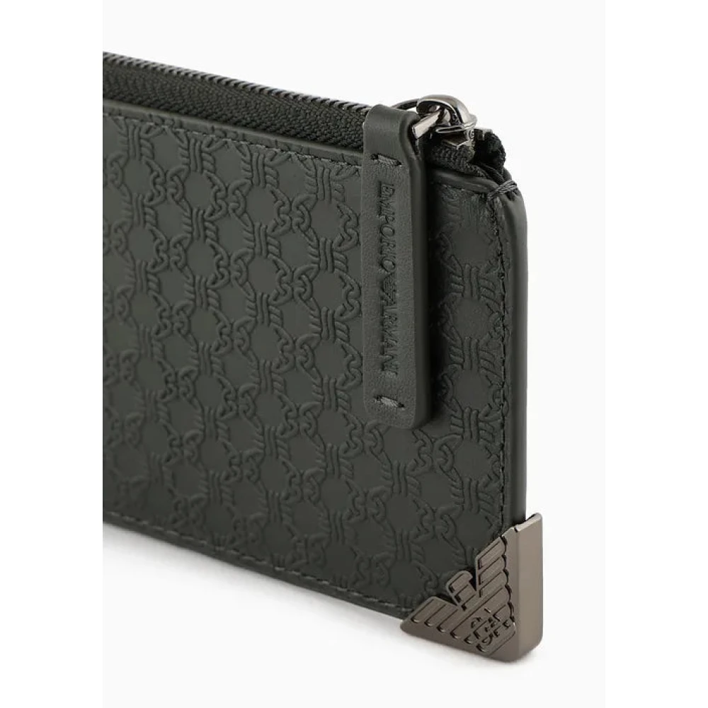 Emporio Armani Adelaar Relief Patroon Creditcardhouder Black Heren