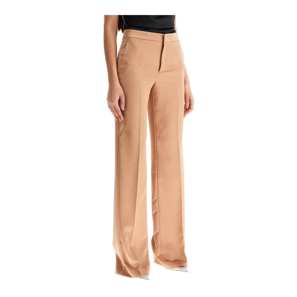 Andamane Wijde satijnen broek met centrale plooi Beige Dames