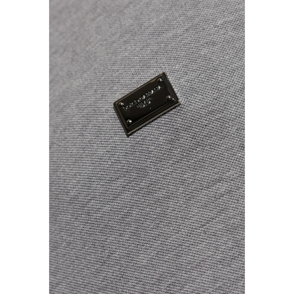 Dolce & Gabbana Katoenen polo met applicatie Gray Heren