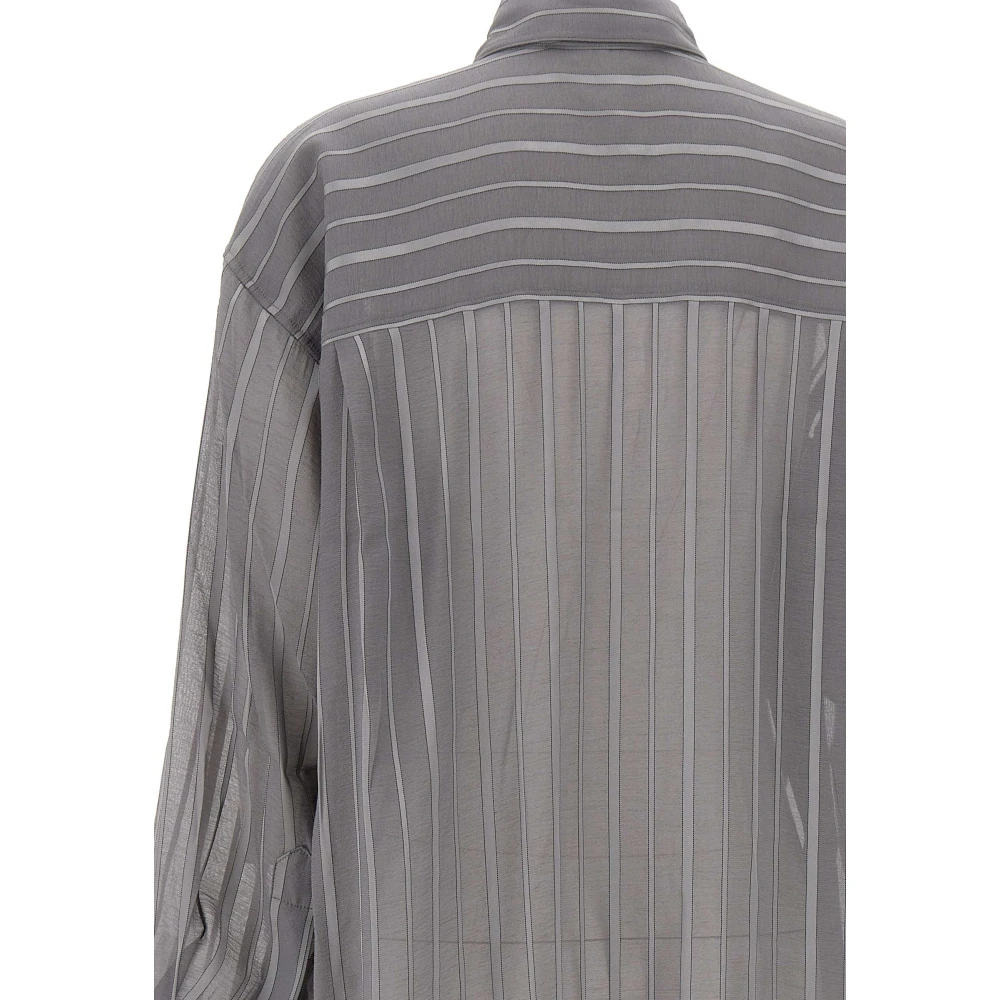 Remain Birger Christensen Grijze Satijnen Streep Oversized Shirt Gray Dames