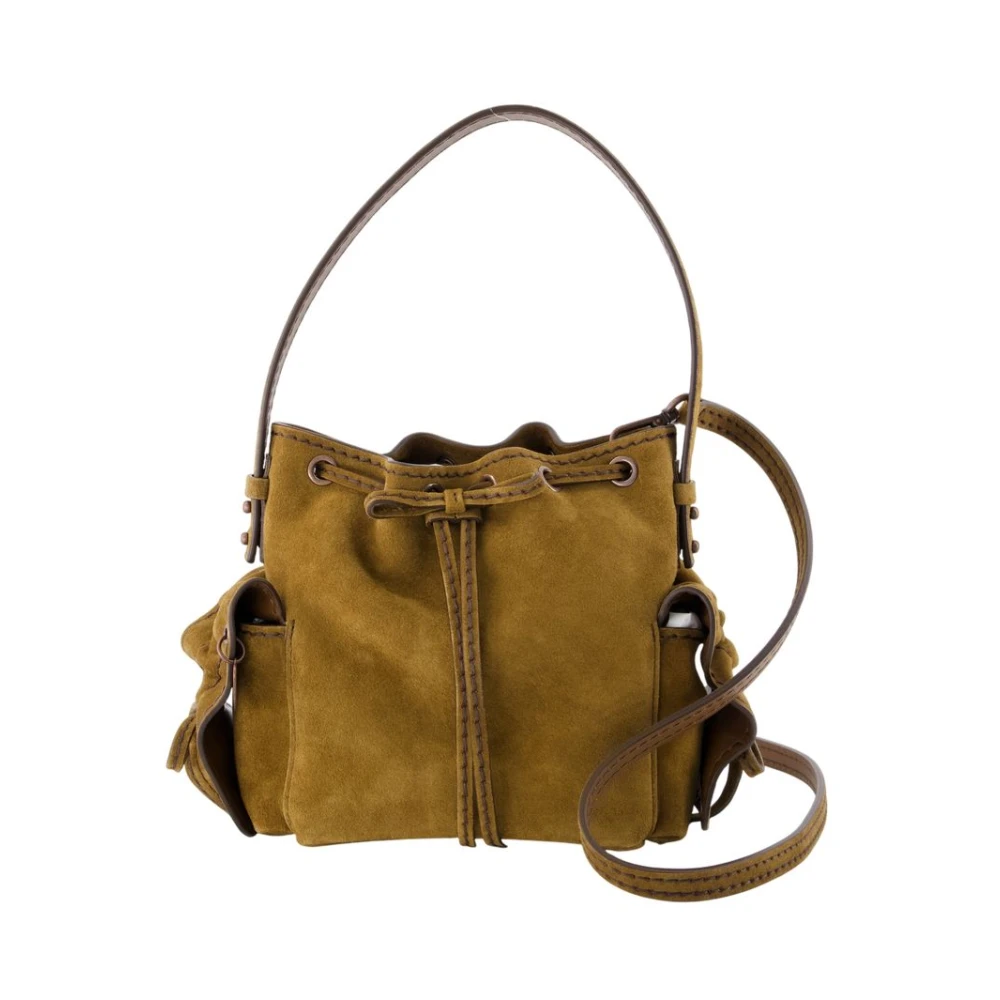 Acne Studios , Bucket Bags, Female, Brown, One Size, Brown Leather Crossbody Bag With Pockets