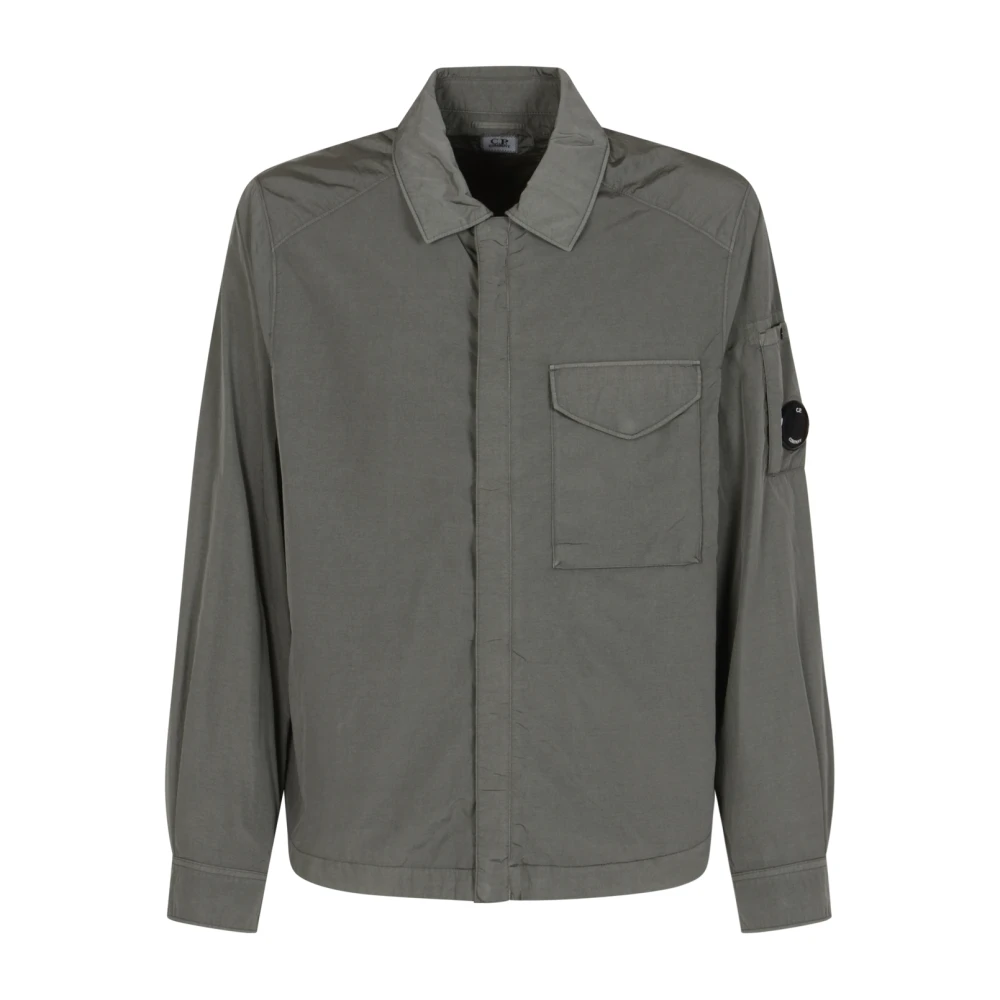 C.p. Company Men's Gray Chrome-R Lens Zipped Overshirt - Light Jackets - Xl - Jackets