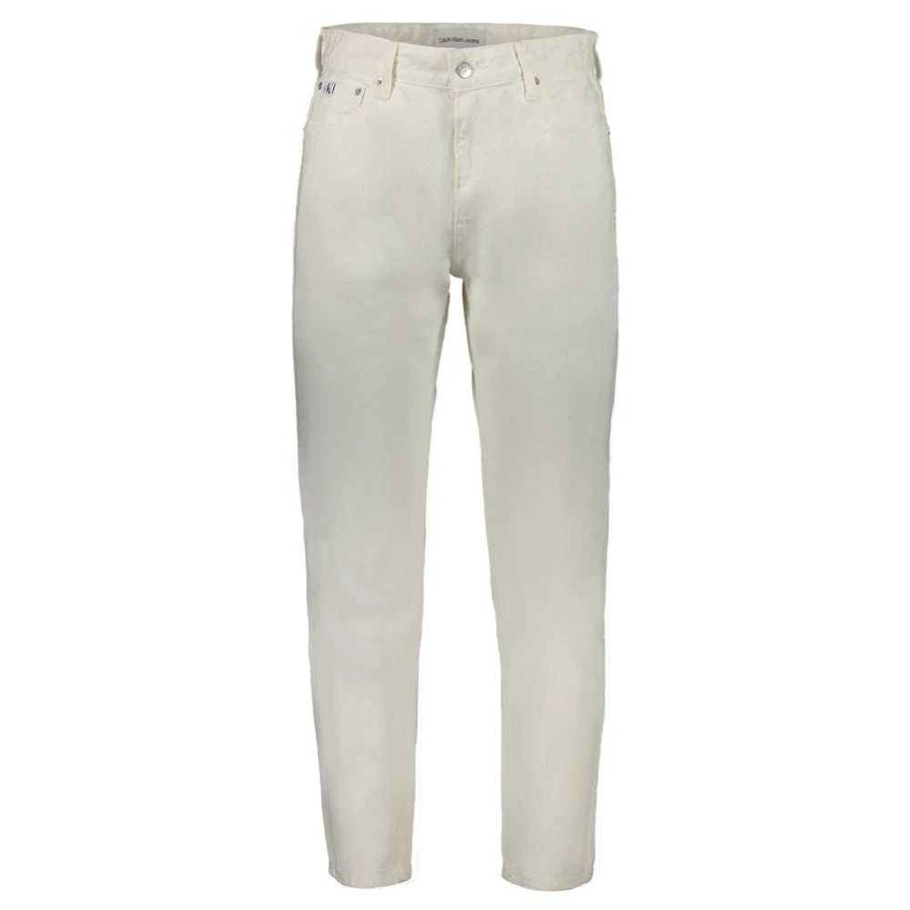 Calvin Klein , Slim Fit Jeans, Male, Beige, W29, White Cotton Dad Jeans With Logo