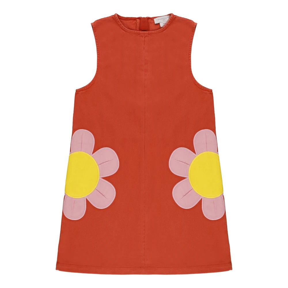 Stella Mccartney Orange Dresses, Female, 8 Y, Flower Appliqué Dress