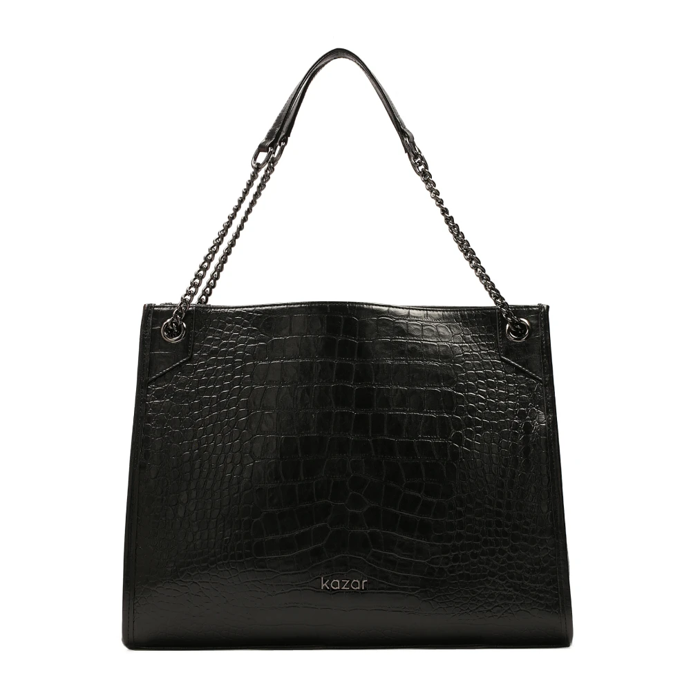 Kazar Elegante handtas met kettinghandvatten Black Dames