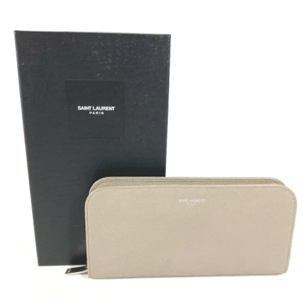 Yves Saint Laurent Vintage Pre-owned Leather wallets Gray Dames