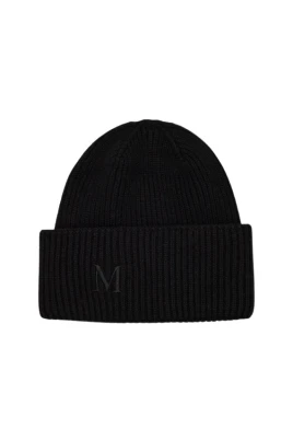 Kashmir Ribbstickad Beanie med Monogram Logo