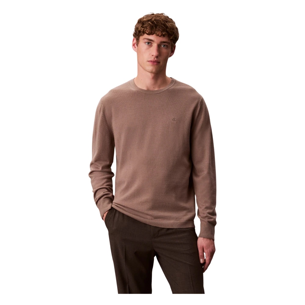Calvin Klein Mannelijk Bruin Truien & Vesten Heren, M, Wol, Wool Sweater
