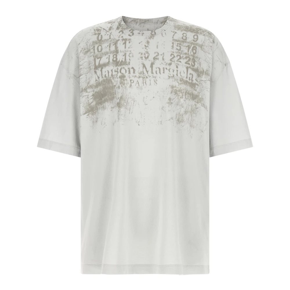 Maison Margiela , T-Shirts, Male, Gray, M, Numeric Cotton T-Shirt