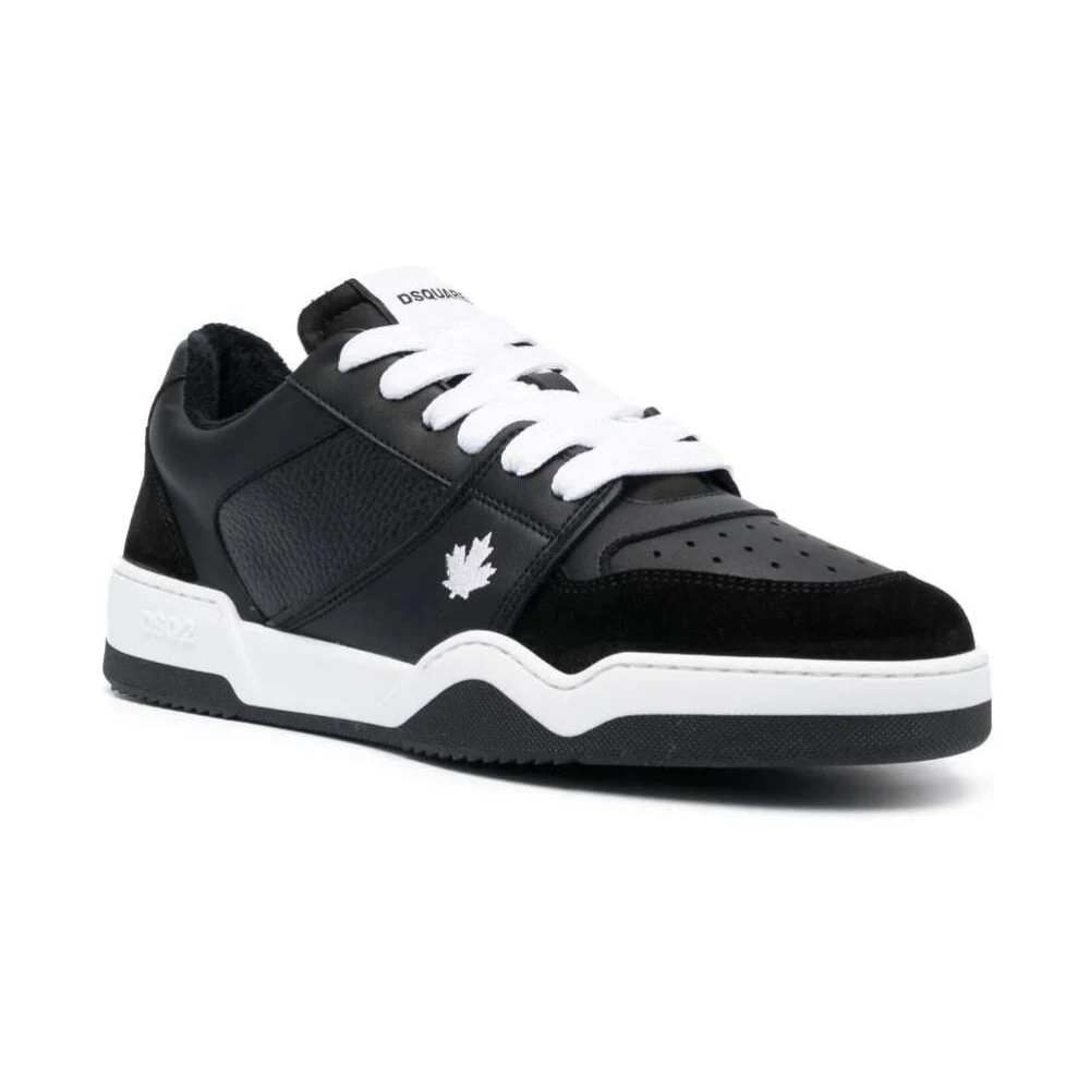 Dsquared2 Zwart Wit Spiker Low-Top Sneakers Black Heren
