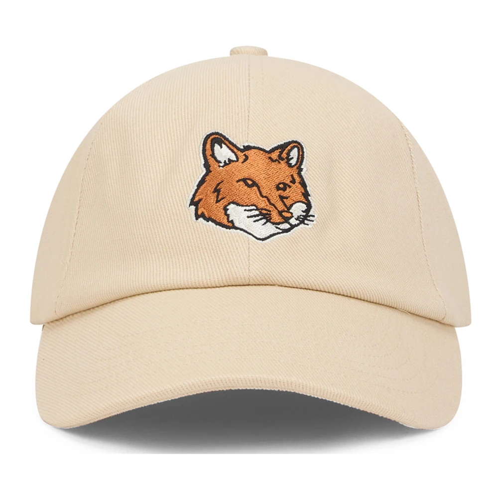 Maison Kitsuné Men's Beige Hats & Caps, One Size, Cotton Cap With Embroidery