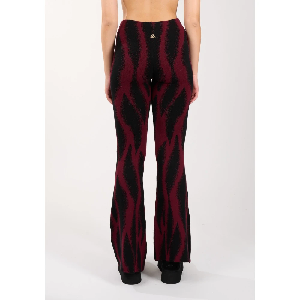 Akep Dierenprint Gebreide Flare Broek Red Dames