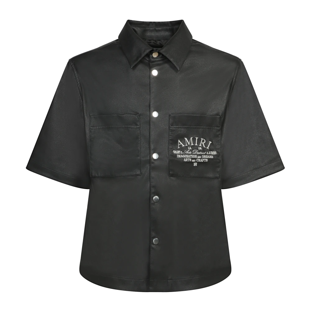 Amiri Zwarte Leren Shirt Moderne Stijl Black Heren