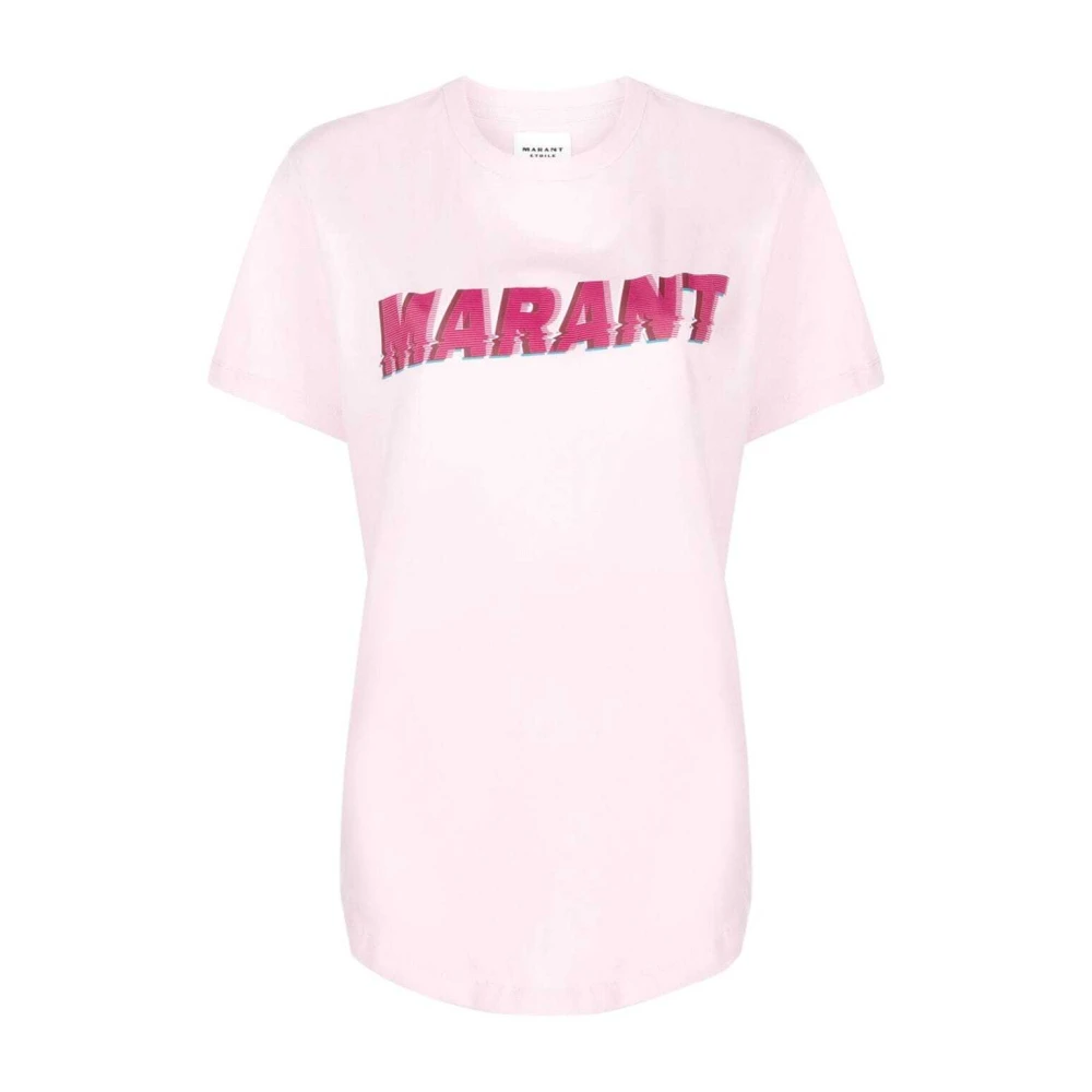 Isabel Marant Étoile Logo Print T-Shirt in Lichtroze Pink Dames