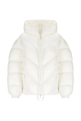 Vadderad jacka i elfenben nylon