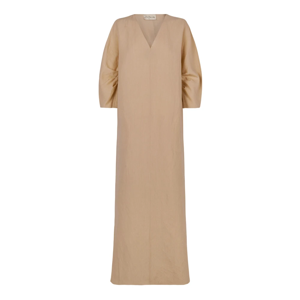 Cortana Women's Beige Linen And Virgin Wool Tunic Dress