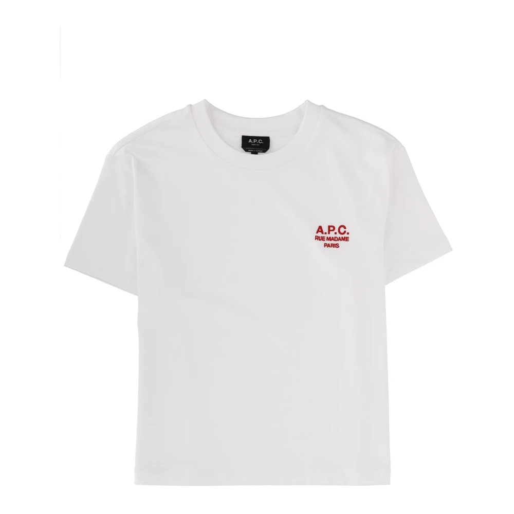 A.p.c. Kvinno Vit Toppar Dam, L, Bomull, Boxy Rue Madame T-Shirt