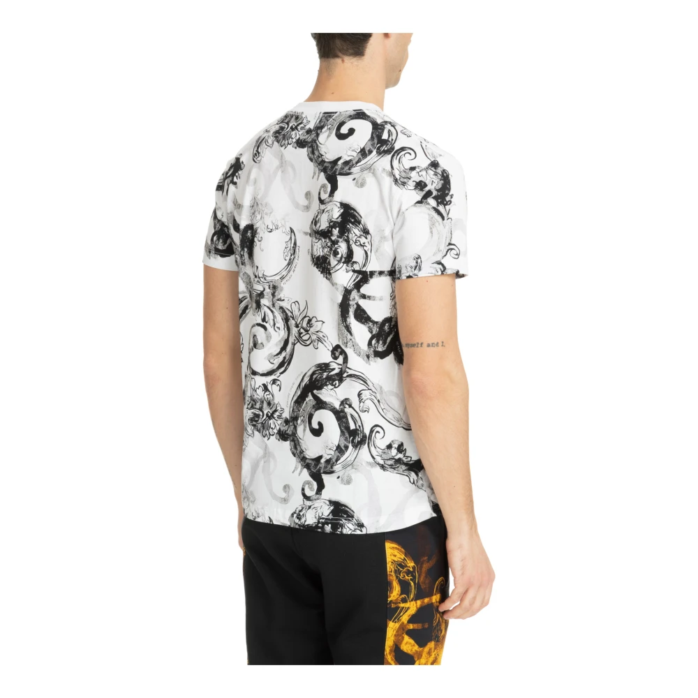 Versace Jeans Couture Abstract Multikleur Aquarel T-shirt White Heren
