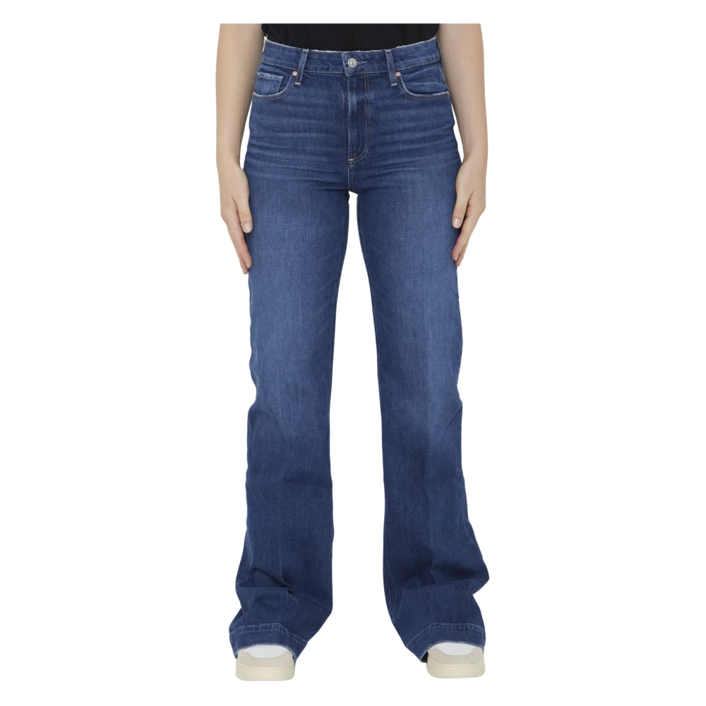 Paige Lichtblauwe High-Waisted Flared Jeans Blue Dames