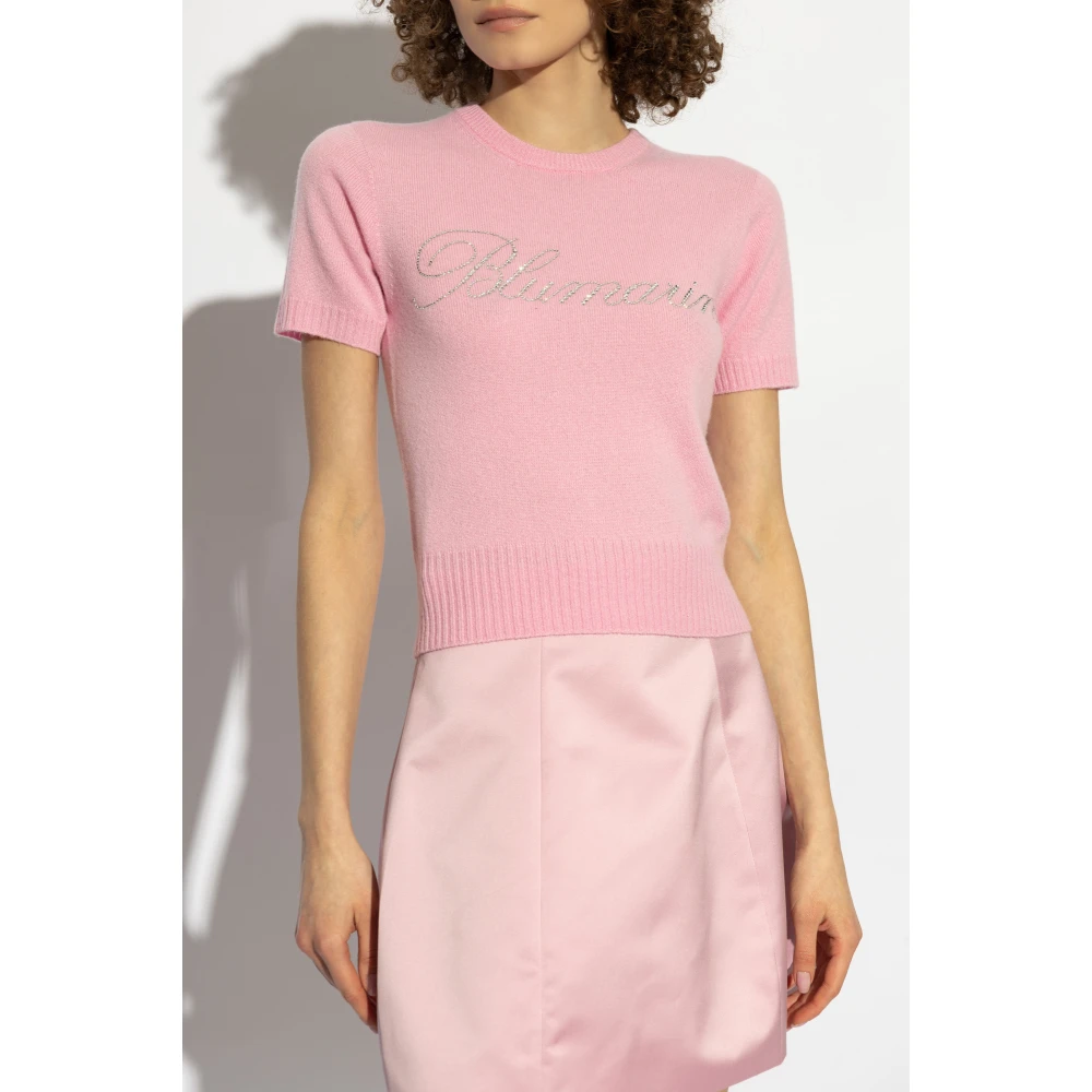 Blumarine Wollen trui met korte mouwen Pink Dames