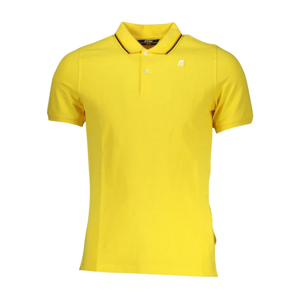 K-Way Men's Yellow Contrast Detail Polo Shirt With Logo Applique