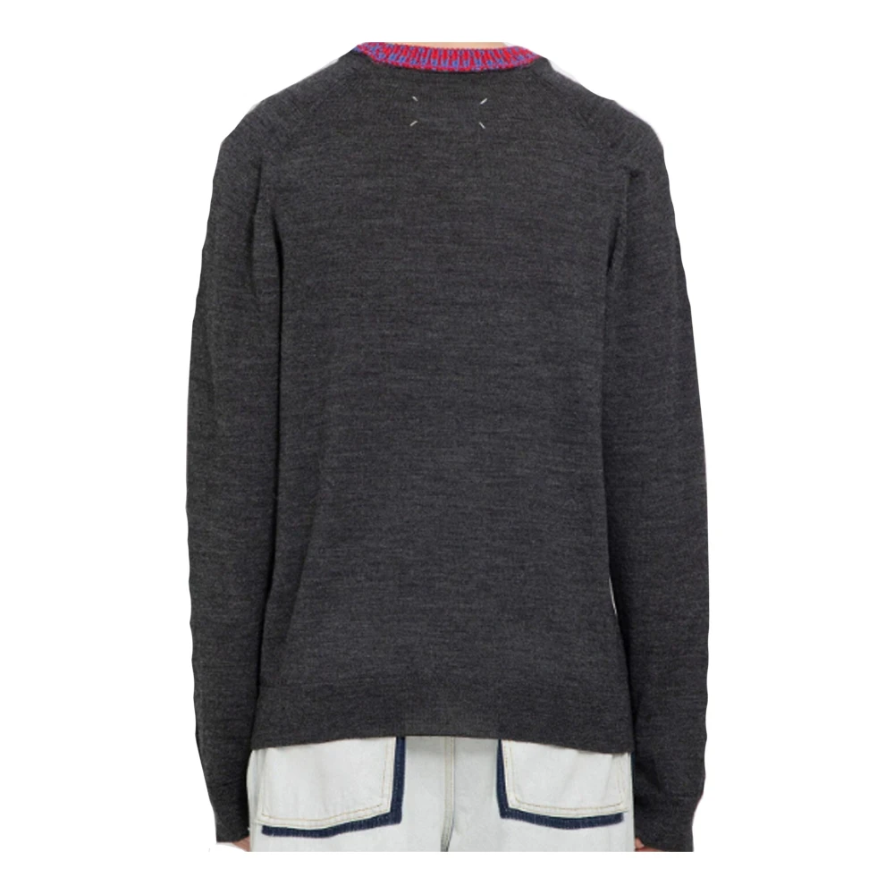 Maison Margiela Grafische Jacquard Wollen Trui Gray Heren