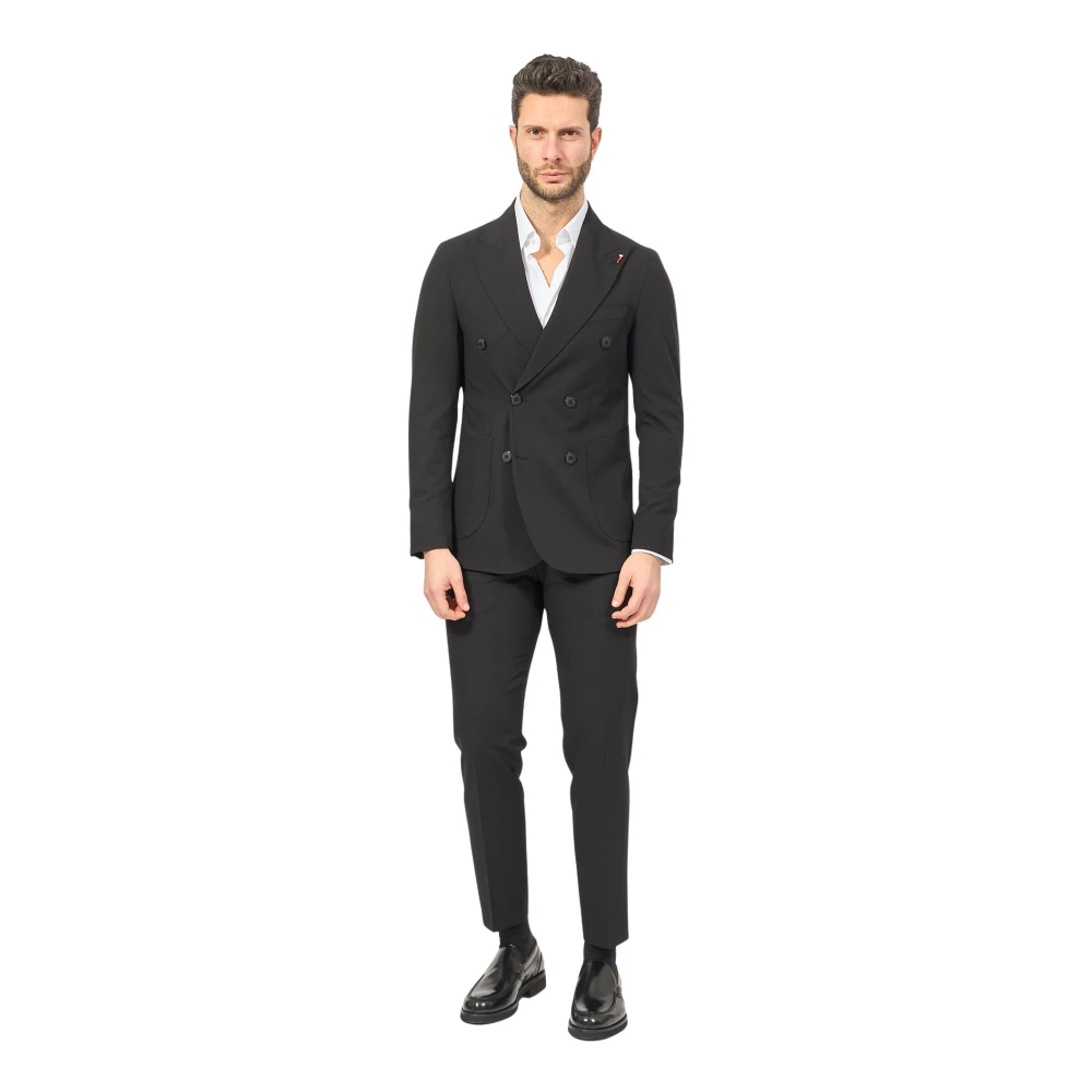 Mulish Zwarte double-breasted jurk met klassieke zakken Black Heren