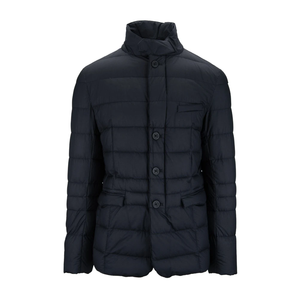 Herno Heren knoop rits gewatteerde jas Black Heren