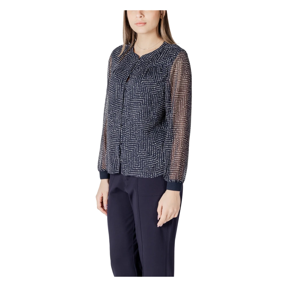 Street One Blauwe Polka Dot Knoopblouse Blue Dames