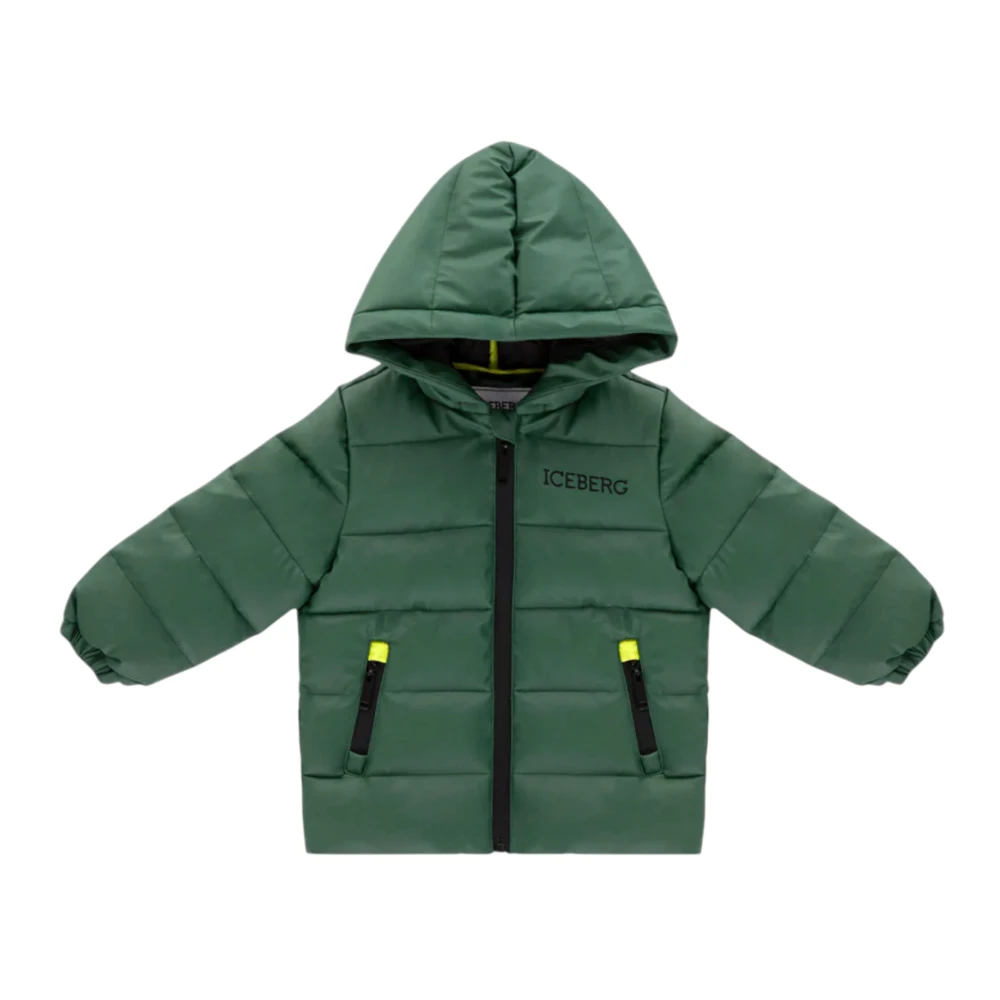 Iceberg Boys Green Winter Jackets, 9 M, Nylon Parka Cargo Trousers