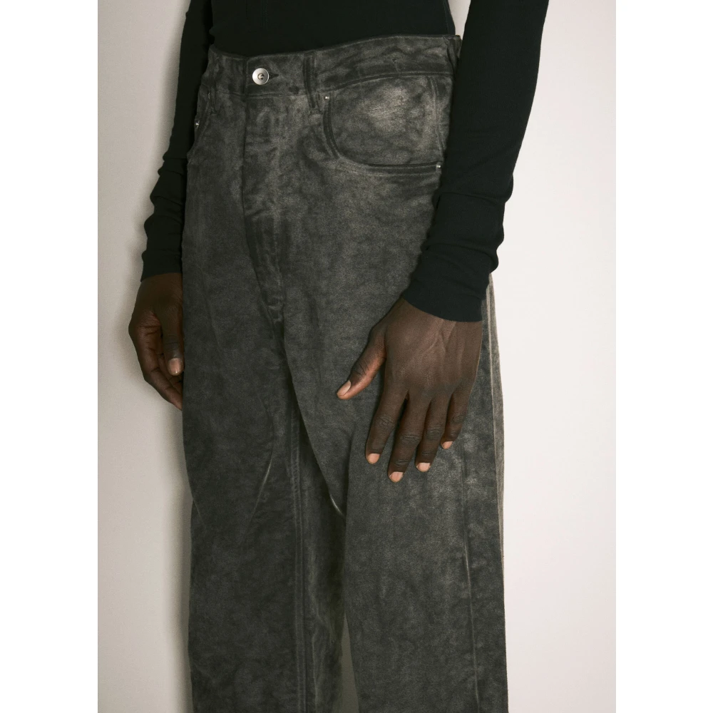 Rick Owens Coated-Felt Finish Jeans Gray Heren