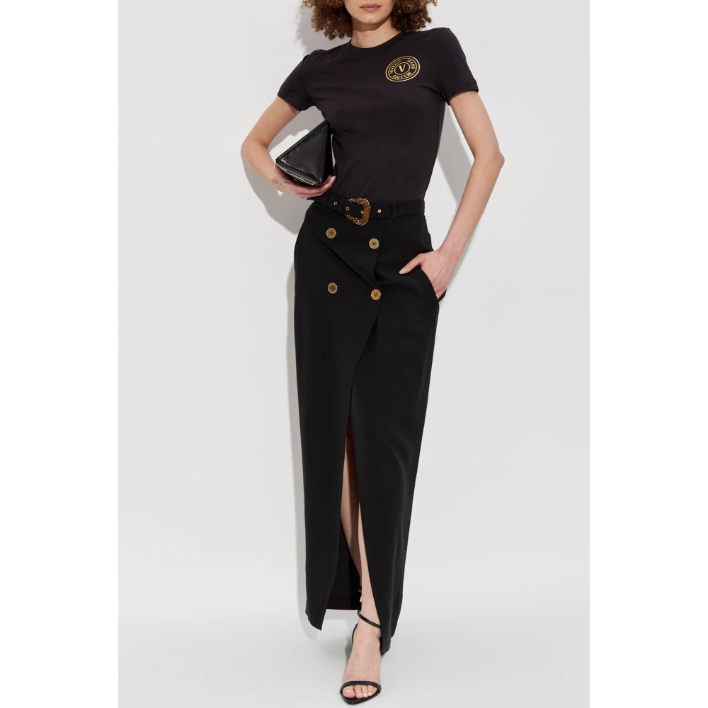 Versace Jeans Couture T-shirt met bedrukt logo Black Dames