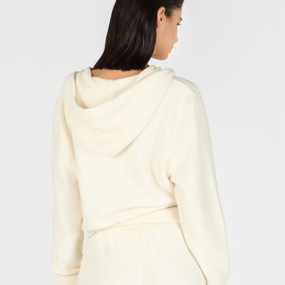 Roberto Cavalli Gebreide rits hoodie met slagtand rits Beige Dames