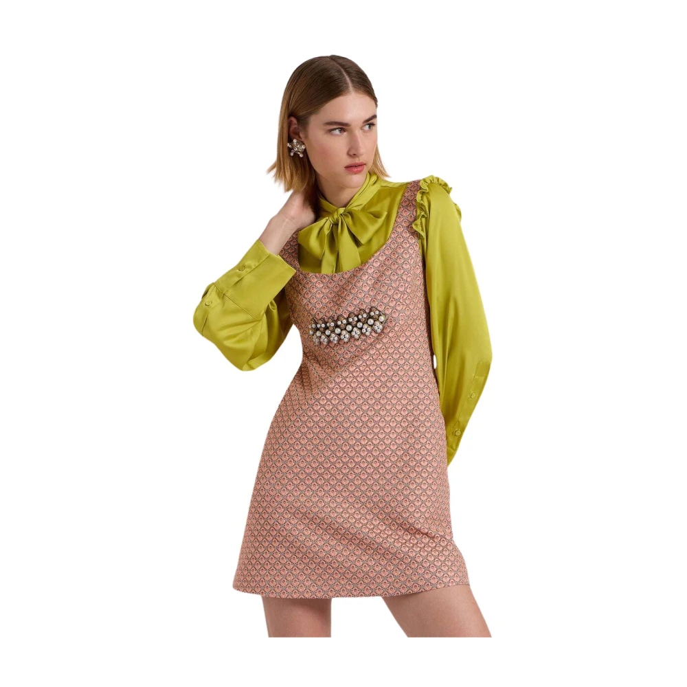 La DoubleJ Vierkante Hals Mini Jurk Pink Dames