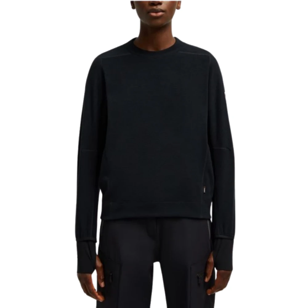 Moncler Logo-Appliqué Fleece Sweatshirt met reflecterende details Black Dames