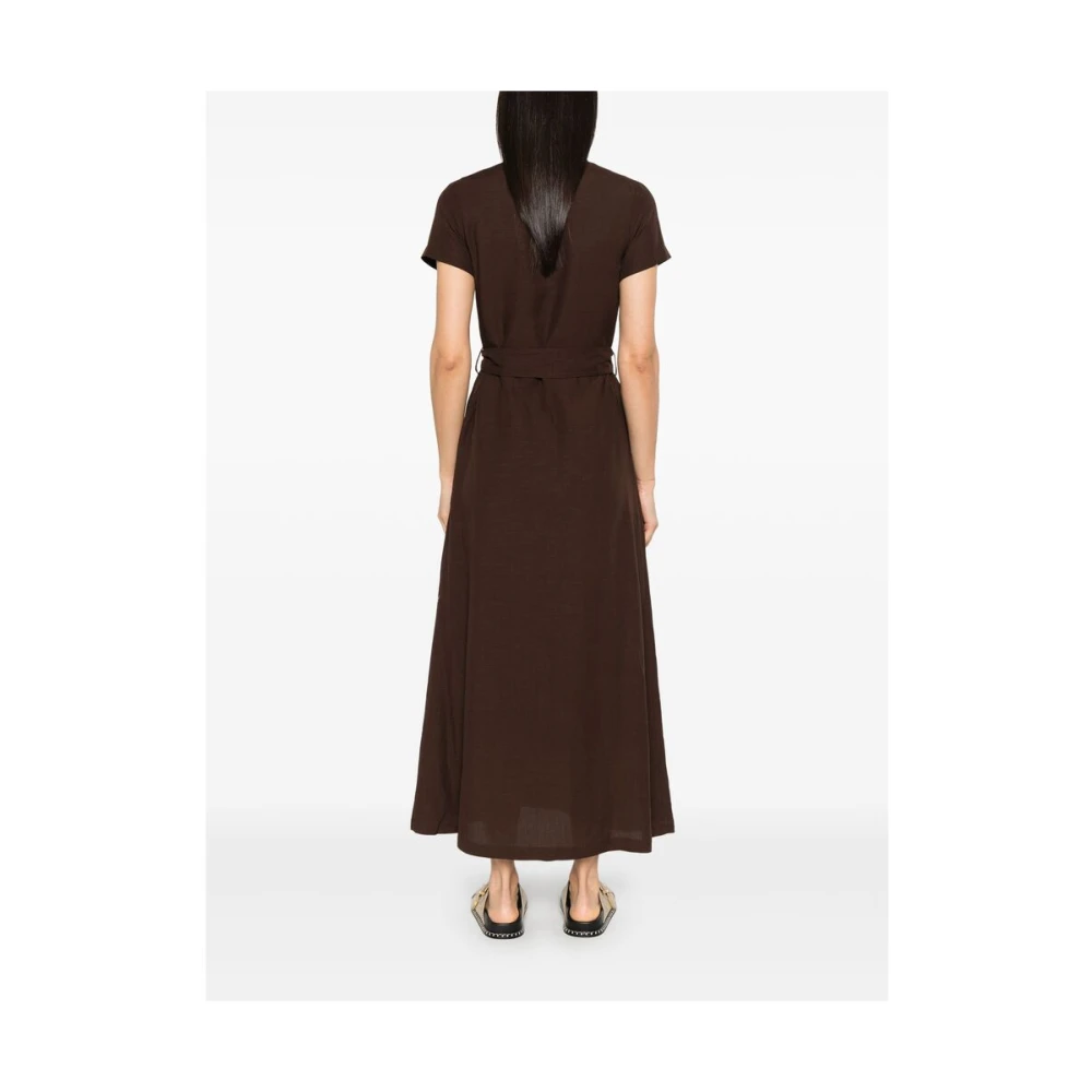 A.p.c. Chocoladebruine V-hals Jurk met Riem Brown Dames