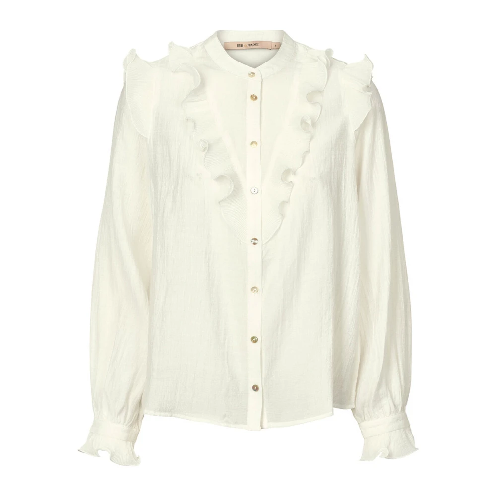 RUE de Femme Elegante Vrouwelijke Blouse met Ruchedetails White Dames