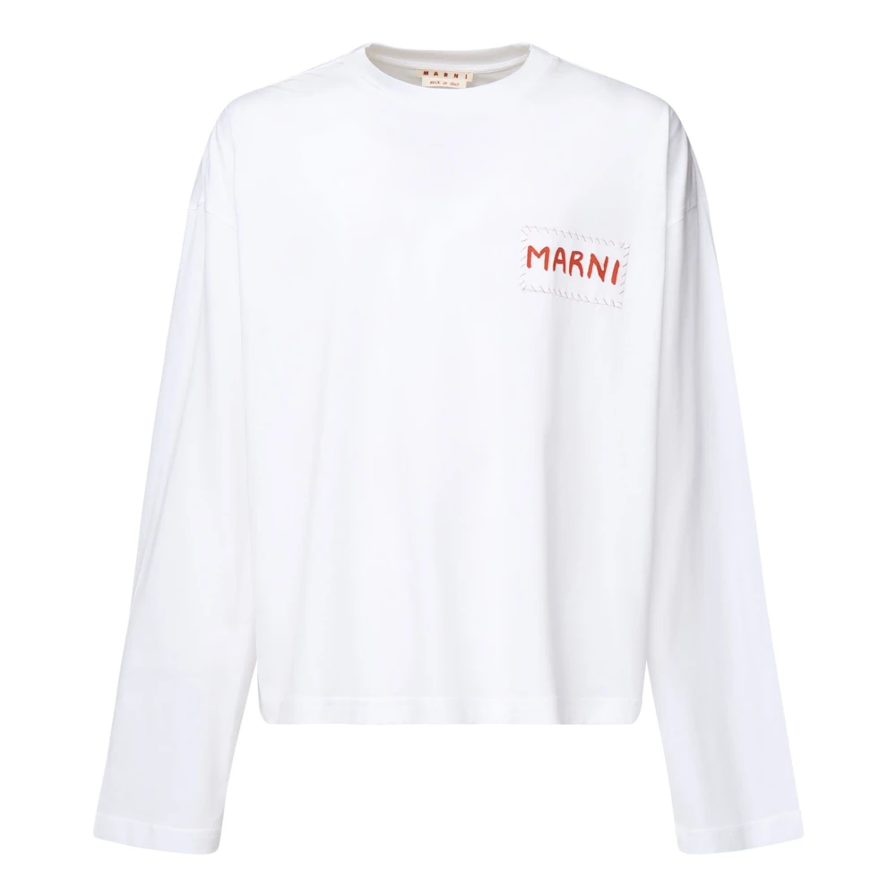 Marni Witte Longsleeve Jersey T-shirt White Heren