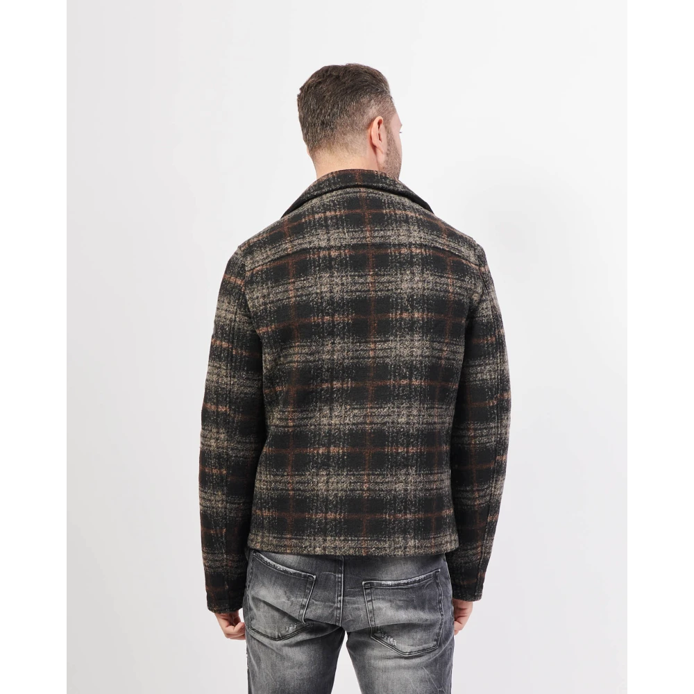 YES ZEE Zwarte dubbelrijige neopreen wollen jas Black Heren
